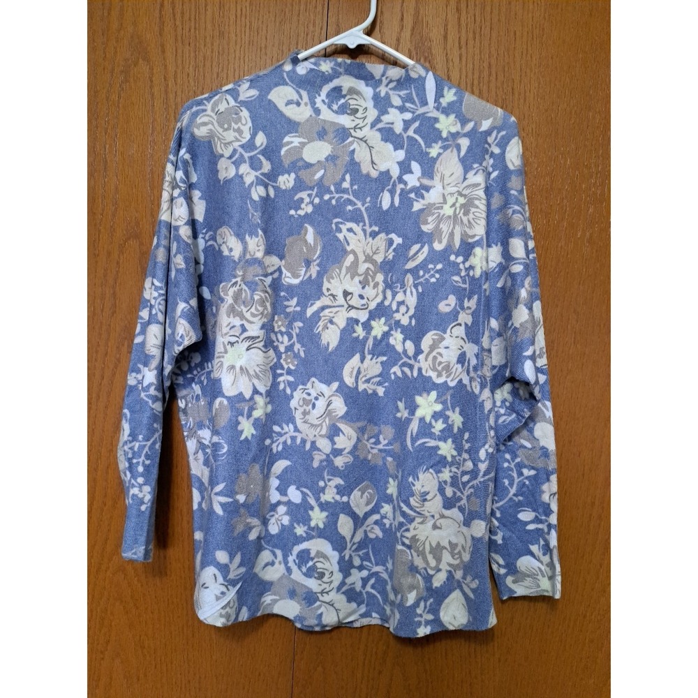 Vila Milano Women's Floral Blue Rayon Blend Dolman Long Sleeve Sweater L NWOT